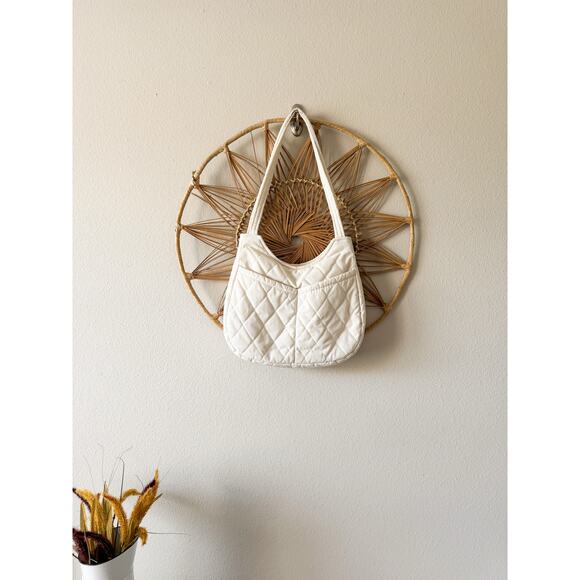 Vintage* Daren’s Bags Michigan Cream Quilted Shoulder Hobo Bag Pockets 90s y2k - Picture 1 of 9